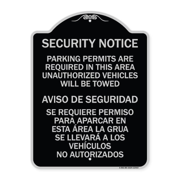 Parking Permits Are Required in This Area Unauthorized Vehicles Will Be Towed Aviso, BS-1824-22969